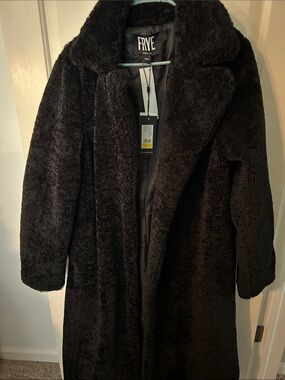 Frye Plush Teddy Coat in Deep Black